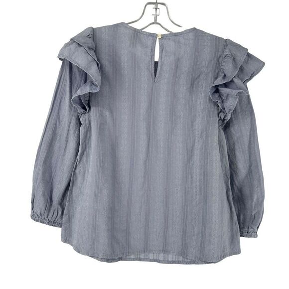 Universal Thread Top Blue Dramatic Double Ruffle Shoulder Size XS 3/4 Sleeve Top - Picture 6 of 9